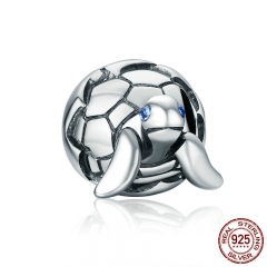 Cute Design 925 Sterling Silver Reborn Turtle Tortoise & Clear CZ Beads fit Charm Bracelets & Bangles DIY Jewelry SCC192 CHARM-0384