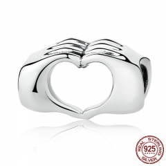 New Collection Genuine 925 Sterling Silver Closed Love Hand Heart Beads fit Bracelets DIY Jewelry Accessories SCC125 CHARM-0241