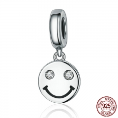 New Collection 925 Sterling Silver Smile Face Letter Pave Dangle Charms fit Women Charm Bracelets Jewelry Gift SCC258 CHARM-0330