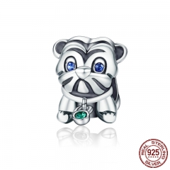 Authentic 925 Sterling Silver Cute Puppy Animal Pug Doggy Beads fit Original Charm Bracelet DIY Jewelry Gift SCC198 CHARM-0327