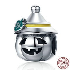 New Arrival Halloween Gifts 925 Sterling Silver Halloween Pumpkin Head Beads fit Bracelets Necklace Jewelry SCC164 CHARM-0266
