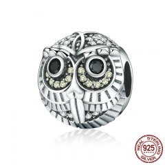 High Quality Authentic 925 Sterling Silver Lovely Vivid Owl Animal Beads fit Charm Bracelets for Women Jewelry SCC262 CHARM-0344