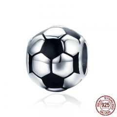 Genuine 100% 925 Sterling Silver Sport Football Love Ball Charm Beads fit Women Bracelet & Necklaces Jewelry SCC666 CHARM-0728
