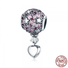 Authentic 925 Sterling Silver Romantic Love Balloon Hot Air Pendant Charm fit Charm Bracelet Necklace Jewelry Gift SCC517 CHARM-0553