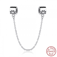 Special Gift 925 Sterling Silver Flower Daisy Safety Chain Charm Fit Bracelet & Necklace Jewelry Accessories PAS204 CHARM-0039