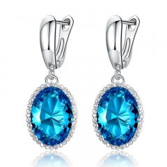 Classic Gold Color Blue Imitation Gemstone Drop Earrings with AAA Zircon Christmas Gift Jewelry YIE105 FASH-0082
