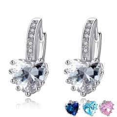 2018 HOT SELL Silver Color 4 Color Stones Heart Shape Trendy & Elegant AAA Zircon Stud Earring for Party n Gift YIE095 FASH-0080