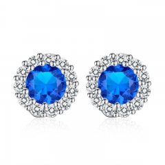 Fashion 5 Color Stones Crystals Stud Earrings for Women with AAA Zircon Earrings Jewelry Gift YIE006-BU FASH-0090