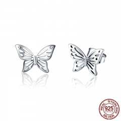 Insect Collection 925 Sterling Silver Butterfly Dream Exquisitos Aretes Joyeria De Plata Esterlina Sce452 Para Mujeres EARR-0630