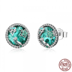 Auténtica Plata 925 Ocean Peces Tropicales Aretes Para Mujer Verde Cz Sterling Silver Jewelry Gift Sce496 EARR-0565