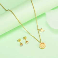 nuevo conjunto de joyas de oro para mujer de acero inoxidable  XXXS-0435
