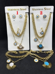 popular cubic zirconia brass charm stainless steel jewelry set  XXXS-0723