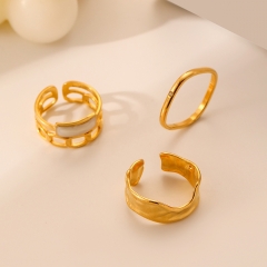 Moda joyería chapada en oro de 18k mujeres anillo de acero inoxidable joyeria  RS-1428