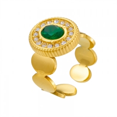 Anillos de dedo de oro con diamantes de imitación de acero inoxidable para mujer   RS-1614