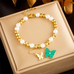 pulsera de acero inoxidable de oro joyería de mujer  BS-2589