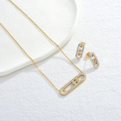 Conjunto de joyas y collar chapado en oro de 18 quilates para mujer  STAO-3943C