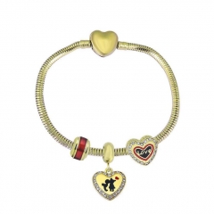Brazalete de charms chapen oro de corazón de acero inoxidable para mujeres XK3533